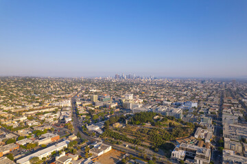 Fototapeta na wymiar Downtown Los Angeles At Daytime DTLA Aerial View
