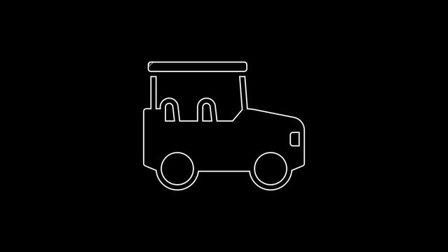 White line Safari car icon isolated on black background. 4K Video motion graphic animation