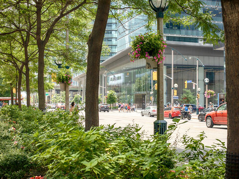 TORONTO, CANADA - June 17, 2022:  York street in Downtown Toronto, Ontario, Canada