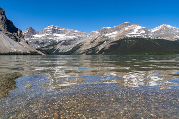 Naklejka na ściany i meble Bow Lake in Banff National Park along the Icefields Parkway in summer