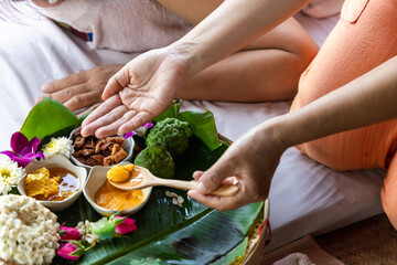 Natural thai massage in spa Relaxed at Spa Resort Body Beauty Relaxation And Wellness and body with masseur Concept of serene spa with thai style.