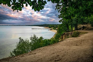 Fotobehang De Oostzee, Sopot, Polen Orlowo cliff and sandy beach on the coast of the Baltic Sea in Gdynia 