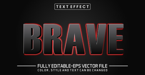 Brave Glowing Red light background text effect. Editable text effect