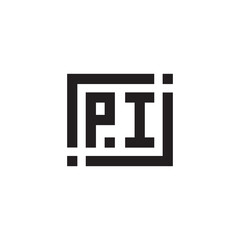 PI abstract square initial monogram logo which is good for digital branding or print - obrazy, fototapety, plakaty