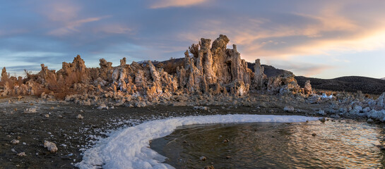 Tall Tufa sedimentary formation by mono lake in California