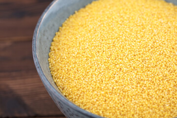 A bowl of millet on the table