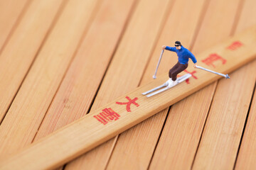 Miniature creative 24 solar terms snow skiing in bamboo slips