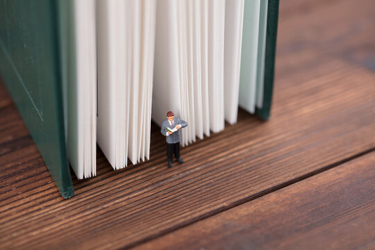 Miniature creative book reading in the seam