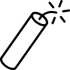 Dynamite stick with lit fuse line art vector icon for games and websites