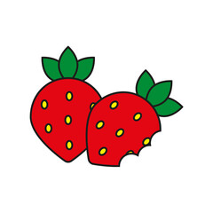 Strawberries in flat style. Sweet fruit. Sweet food. Vector illustration. stock image.