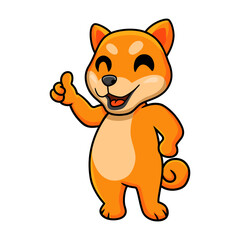 Obraz premium Cute shiba inu dog cartoon giving thumb up