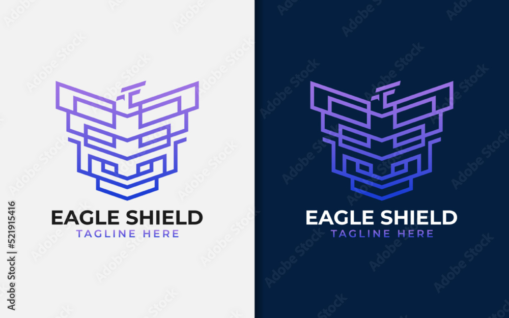 Poster abstract eagle shield logo design with tech style concept. modern vector logo illustration.