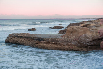 Fototapeta na wymiar Mar del Plata seashore in winter