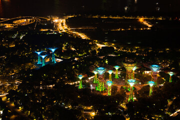 Singapore city skyline with modern skyscraper architecture building for concept of financial business and travel in Asia cityscape urban landmark, marina bay at night district dusk sky