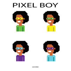 Obraz na płótnie Canvas Pixel boy teenage boy dress according to fashion pixel art