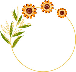 Circle Gold Frame with Sunflower