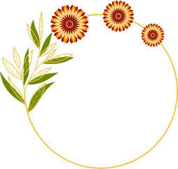 Circle Gold Frame with Sunflower