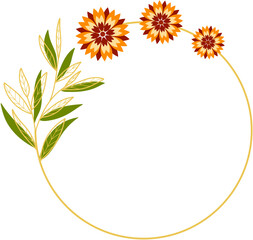 Circle Gold Frame with Sunflower