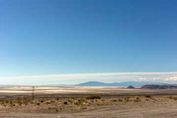 A view on the desert with mountains