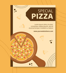 Pizza Food Poster Template Hand Drawn Cartoon Background Vector Illustration