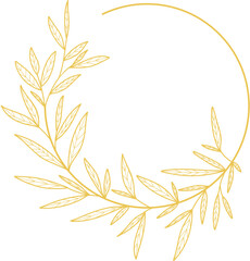 Gold Leaves Circle Frame