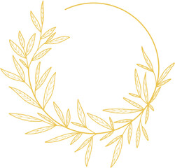 Gold Leaves Circle Frame