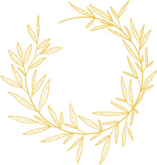 Naklejka premium Gold Leaves Circle Frame