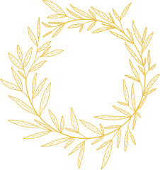 Naklejka premium Gold Leaves Circle Frame