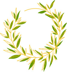 Leaves with Gold Circle Frame