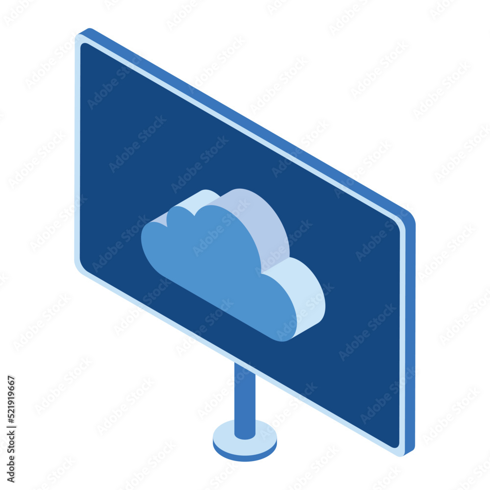 Poster desktop and cloud computing isometric
