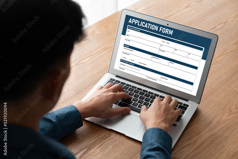Aufkleber online application form for modish registration on the internet website
