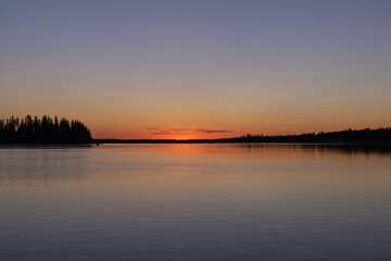 Obraz na płótnie Canvas Sunset at Astotin Lake in Elk Island National Park