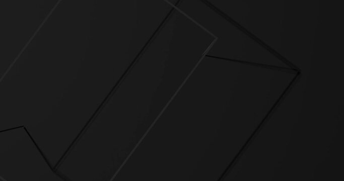 3d render with black dark background with rectangle edges and shadows