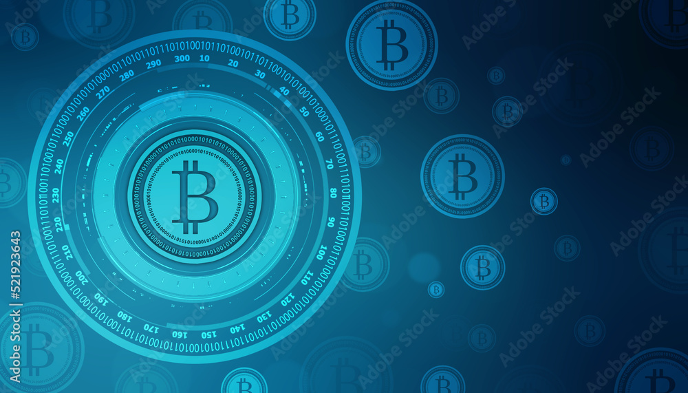 Aufkleber global abstract bitcoin crypto currency blockchain technology world map background illustration