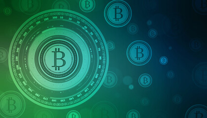 Global Abstract Bitcoin Crypto Currency Blockchain Technology World Map Background Illustration