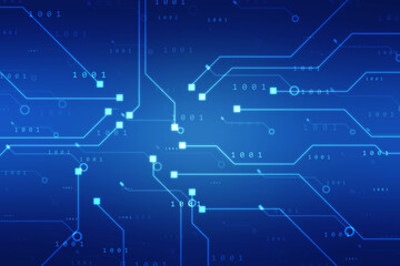 Abstract futuristic circuit board Illustration, Circuit board with various technology elements. Circuit board pattern for digital abstract technology background