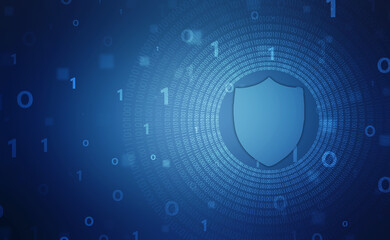 Protect and Security concept. Digital Shield on abstract technology background, Cyber security and information or network protection. Future technology web services for business and internet project