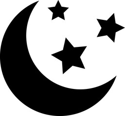 Moon And Star Icon Vector Illustration on white background..eps