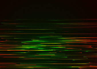 Green red neon lines abstract tech retro background. Glowing vector design