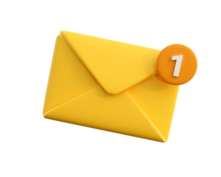 3d unread mail icon. Concept of mail, new message, notification or envelope. 3d high quality render isolated