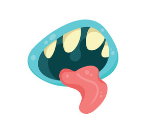 Scary monsters mouth. Stickers for social networks. Halloween and scary traditional holiday. Horror and fear. Toy or mascot, graphic element for printing on clothes. Cartoon flat vector illustration