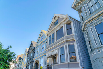 Row houses with victorian facade exterior in San Francisco, California