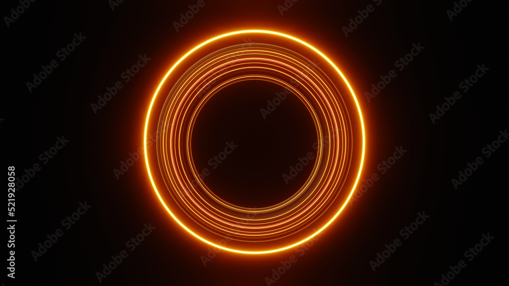 Poster 3d render of illuminated neon and light glowing on dark scene. speed light moving lines. abstract si