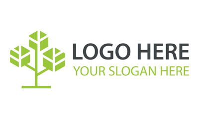 Green Color Abstract Tech Tree Box Logo Design