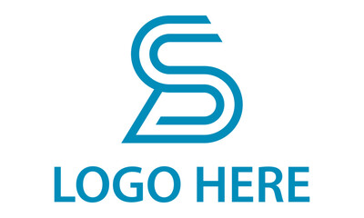 Blue Color Line Art Initial Letter S Business Abstract Digital Shape Tech Logo Design