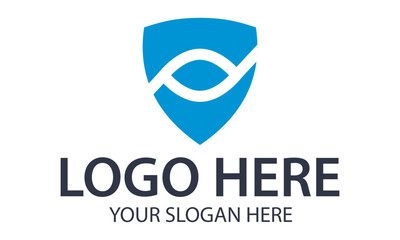 Blue Color Simple Shape Shield Logo Design