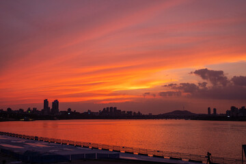 sunset in the city. Seoul 