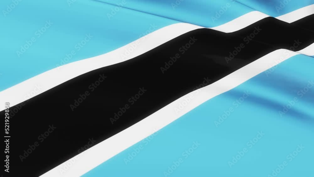 Poster loop of botswana flag waving in wind texture background botswana flag. botswana flag video waving in