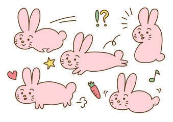ゆるウサギと記号のイラストアイコンセット