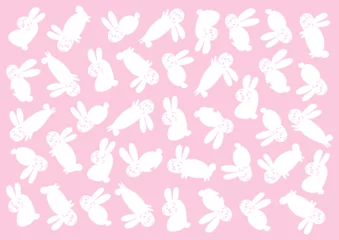 Poster Eenhoorns Yuru konijn illustratie achtergrond patroon roze